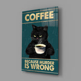Grumpy Black Cat Coffee Glass Wall Art