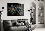 Teal and Copper Lily Trio Glass Wall Art