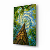 Swirling Sky Treetop Canopy Glass Wall Art