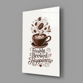 Latte Heart Coffee Cup Typography Glass Wall Art