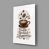 Latte Heart Coffee Cup Typography Glass Wall Art