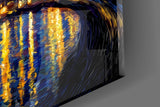 Swirling Starry Night City Skyline Glass Wall Art