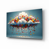 Blooming Cloud Wildflower Burst Glass Wall Art