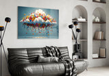 Blooming Cloud Wildflower Burst Glass Wall Art