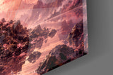 Pink Cherry Blossom Tree Sunset Glass Wall Art
