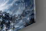 White Blossom Tree Full Moon Glass Wall Art
