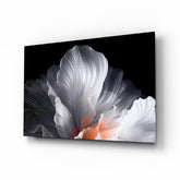 White Petal Flower Coral Heart Glass Wall Art