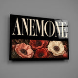 Anemone Scarlet and Ivory Dark Floral Glass Wall Art