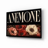 Anemone Scarlet and Ivory Dark Floral Glass Wall Art
