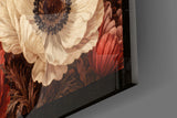 Anemone Scarlet and Ivory Dark Floral Glass Wall Art