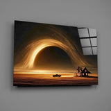 Golden Star Vortex Over a Lone Farmhouse Glass Wall Art