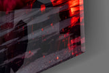 Crimson Smoke Black Muscle Car Glass Wall Art