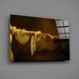 Golden Light Reaching Hands Romance Glass Wall Art