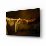 Golden Light Reaching Hands Romance Glass Wall Art