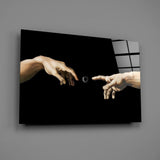 Loading Spinner Reaching Hands Glass Wall Art