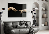 Loading Spinner Reaching Hands Glass Wall Art