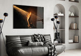 Golden Light Beam Reaching Hand Glass Wall Art