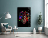 Floral Anatomical Heart Multicolor Glass Wall Art