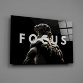 Focus Classical Statue Monochrome Glass Wall Art