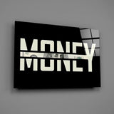 Money Typography Hundred Dollar Bill Glass Wall Art
