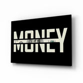 Money Typography Hundred Dollar Bill Glass Wall Art