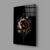 Celestial Koi Yin Yang Crescent Moon Glass Wall Art
