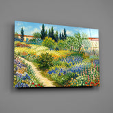 Impressionist Flower Garden Path Glass Wall Art