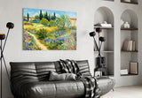 Impressionist Flower Garden Path Glass Wall Art