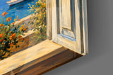 Coastal Village Window View Glass Wall Art