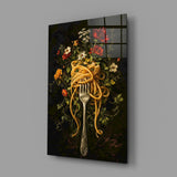 Spaghetti Fork and Wildflowers Glass Wall Art