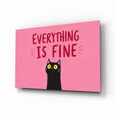 Wide-Eyed Black Cat Pink Humor Glass Wall Art