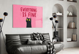Wide-Eyed Black Cat Pink Humor Glass Wall Art
