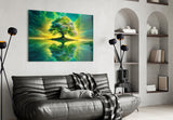 Emerald Tree of Life Mirrored Lake Glass Wall Art