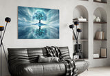Frozen Blue Tree Winter Mirror Glass Wall Art