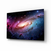 Pink and Blue Spiral Galaxy Nebula Glass Wall Art