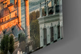 Golden Sunset Six-Minaret Mosque Glass Wall Art