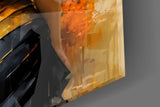 Golden Grace Woman in Black and Gold Gown Glass Wall Art