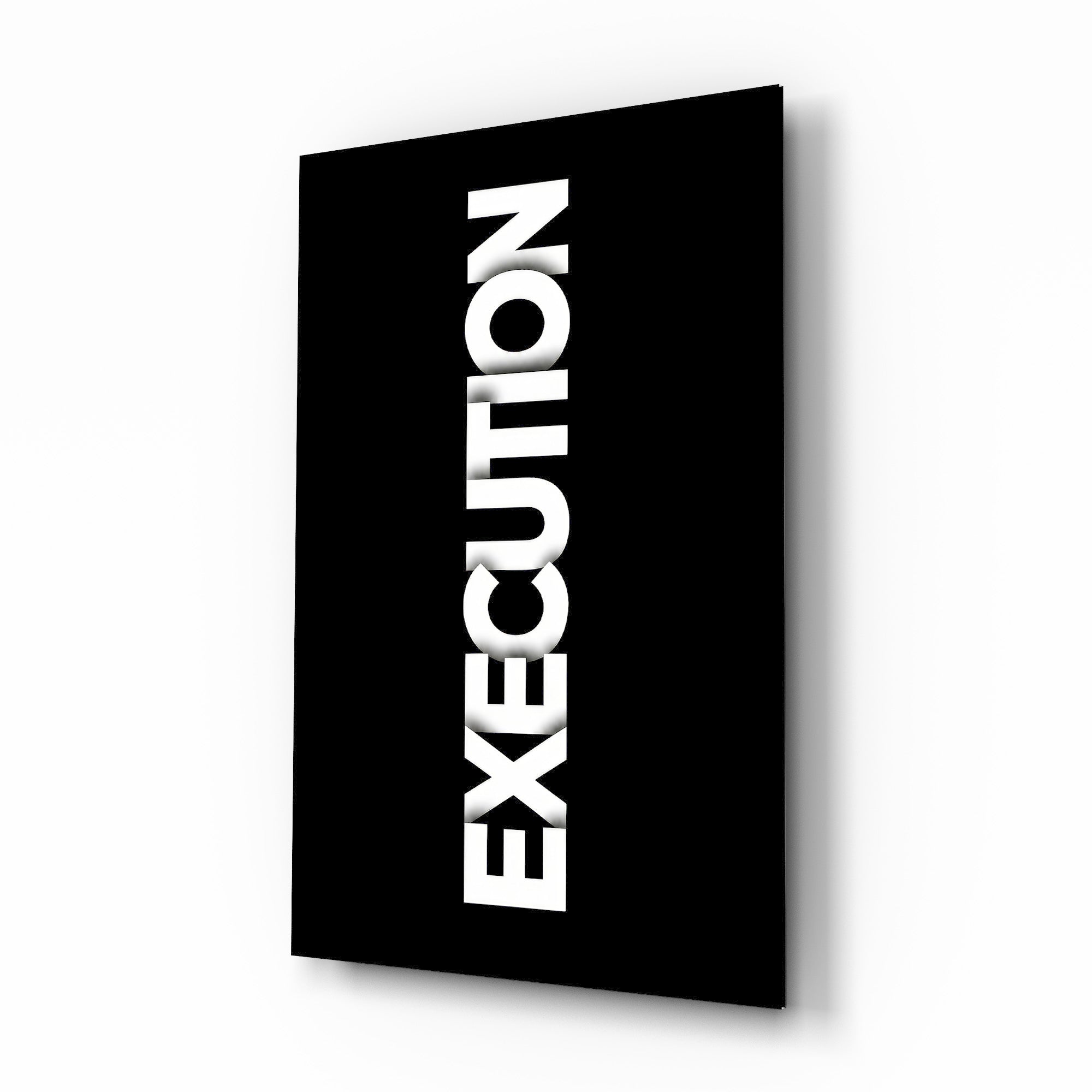 Execution Bold Black Glass Wall Art