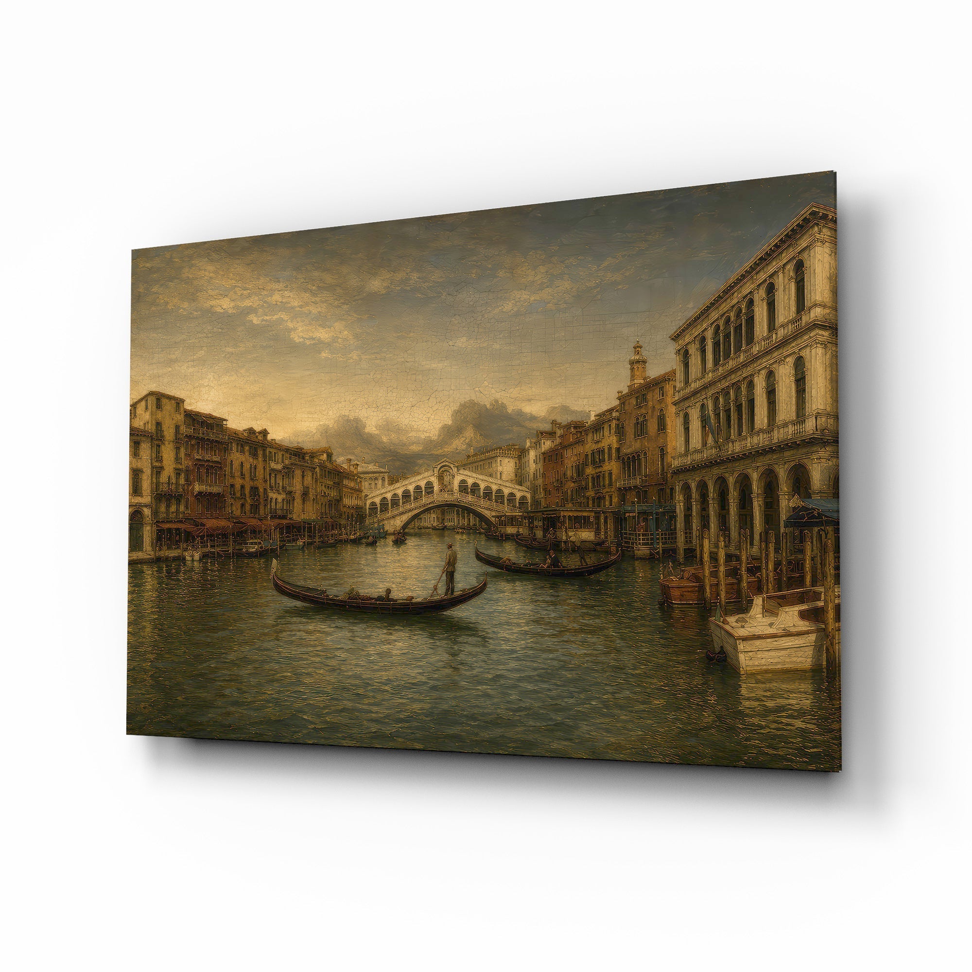 Venice Grand Canal Da Vinci Style Glass Wall Art