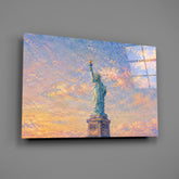 Statue of Liberty Monet Style Glass Wall Art