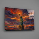 Statue of Liberty Munch Style Glass Wall Art