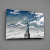 Statue of Liberty Hokusai Style Glass Wall Art