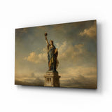 Statue of Liberty Da Vinci Style Glass Wall Art