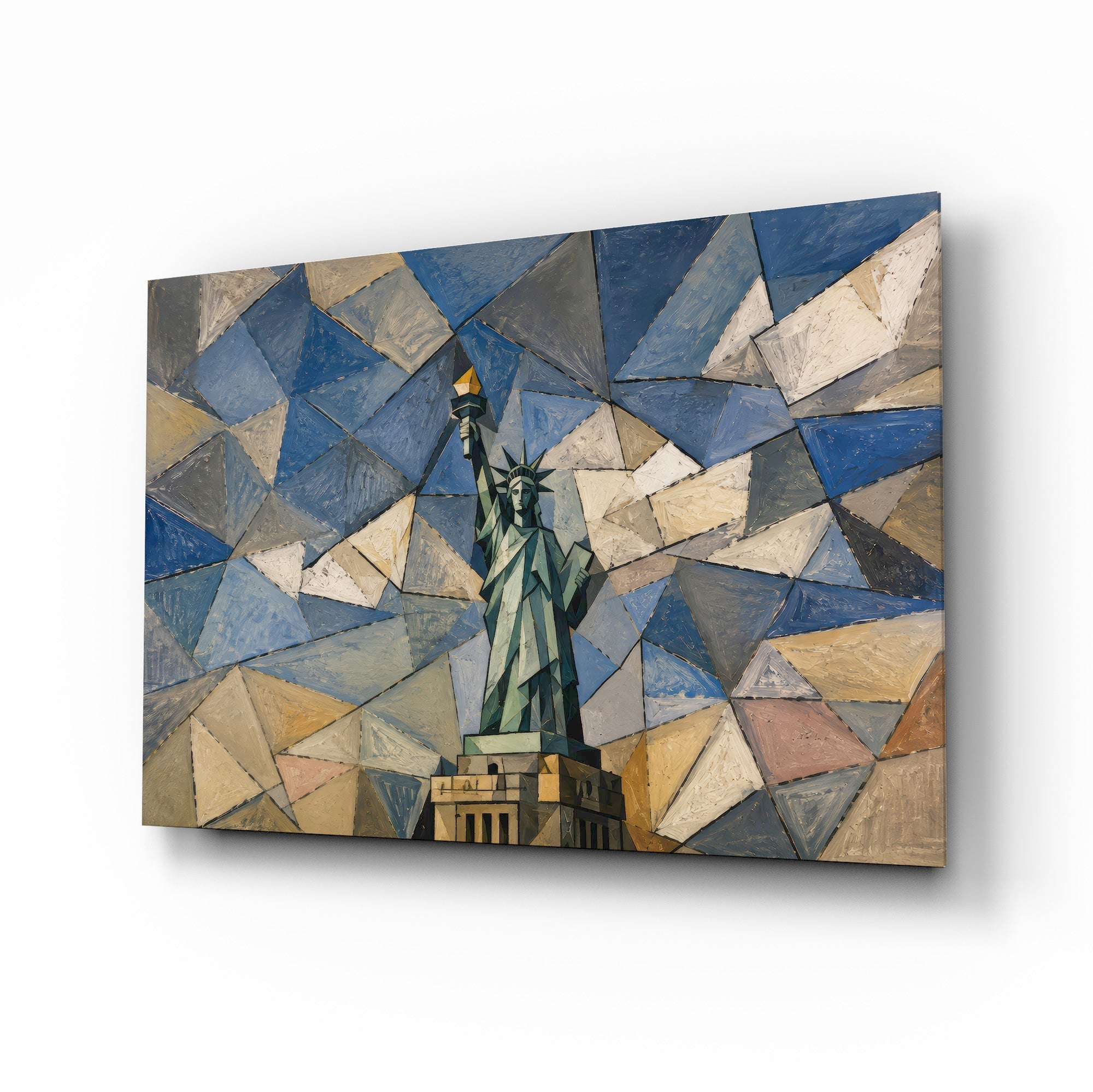 Statue of Liberty Cubist Style Glass Wall Art