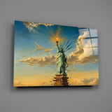 Statue of Liberty Surrealist Style Glass Wall Art