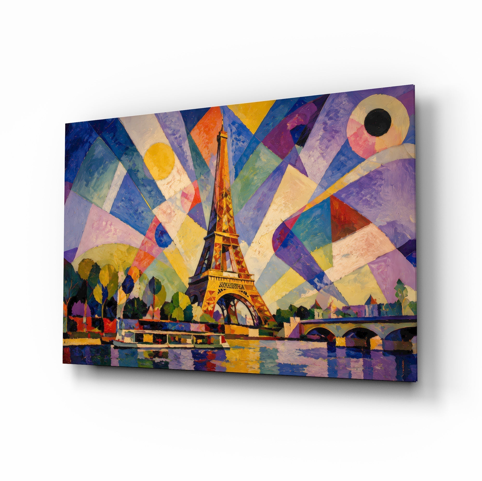 Eiffel Tower Kandinsky Style Glass Wall Art