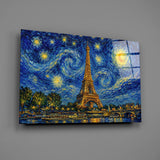 Eiffel Tower Van Gogh Style Glass Wall Art