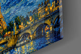 Eiffel Tower Van Gogh Style Glass Wall Art