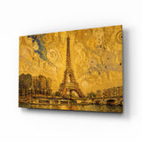 Eiffel Tower Klimt Style Glass Wall Art