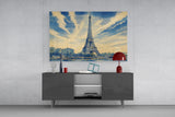 Eiffel Tower Hokusai Style Glass Wall Art